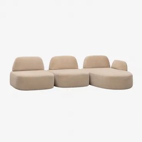 Rechte 3-delige Modulaire Chaise Longue Bank Gestoffeerd Giorgia Chenille Licht Zandbruin - Sklum