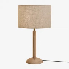Harry Mangohouten Tafellamp Mangohout & Beige Linnen Ø30 Cm - ↑20 Cm Arlina - Sklum