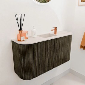 Mondiaz Joya DLux 85cm toiletmeubel ronding links/rechts shadow met wastafel faye midden 1 kraangat meli
