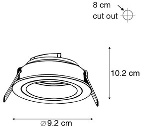 Set van 6 Inbouwspot rond zwart met goud draai- en kantelbaar - Chuck GU10 Binnenverlichting Lamp