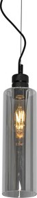Moderne hanglamp zwart met smoke glas - Stavelot