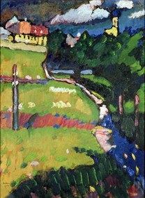 Kunstreproductie The Church in Murnau (1908-09), Wassily Kandinsky