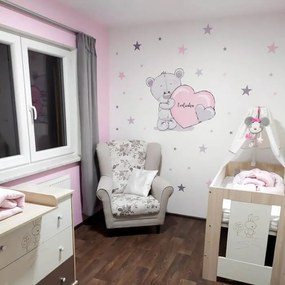 INSPIO Muurstickers babykamer - Beertje in zachte tinten met sterren en een naam