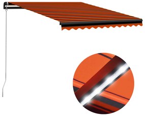 vidaXL Luifel handmatig uittrekbaar met LED 300x250 cm oranje en bruin