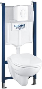 Grohe Lecico Perth Quickfix toiletset met hangtoilet, wit bedieningspaneel en Rapid SL inbouwreservoir