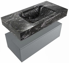 Mondiaz Alan DLux badmeubel 90cm plata 1 lade met wastafel lava midden zonder kraangat