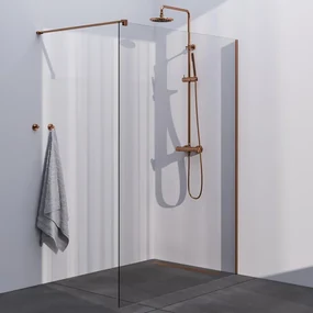 BRAUER Copper Season Inloopdouche - helder glas - 140x200cm - koper geborsteld GS-ISMP1H140200GK
