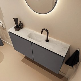 Mondiaz Ture DLux toiletmeubel 100cm dark grey met wastafel opalo midden met kraangat