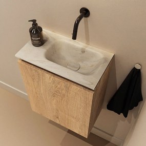 Mondiaz Ture DLux toiletmeubel 40cm washed oak met wastafel ostra rechts zonder kraangat