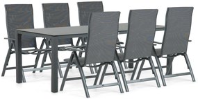 Tuinset 6 personen 220 cm Aluminium/textileen Grijs Hartman Sitges/Mateo