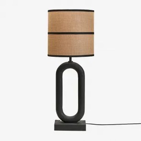 Tiberia Mangohouten Tafellamp Gewoon Zwart & Zwart 30 Cm Olinda - Sklum