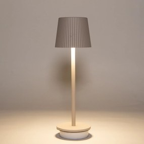 Anna's Collection LED Tafellamp 27x9 cm ribbel zand - Draadloos - Warm Wit Licht - Touch Bediening - Voor Binnen &amp; Buiten