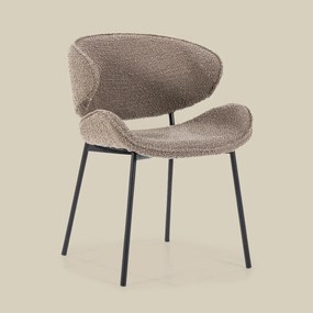 Eleonora Tess Boucle Eetkamerstoel Ronde Rug Bruin
