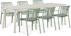 Tuinset 6 personen 220 cm Kunststof Groen Domani Furniture Alba/Tavano