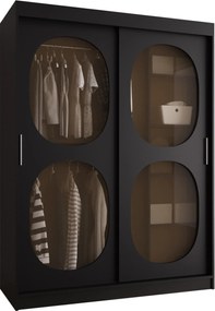 Kledingkast Hartford 527, Zwart, 200x150x62cm, 125 kg, Kledingkast deuren: Schuivend