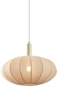 Japandi hanglamp beige met stoffen kap - BidaJapandi E27 Scandinavisch rond Binnenverlichting Lamp