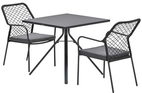 Garden Impressions Ross tuinset zwart 3-delig - Rimini tuintafel 80x80 cm