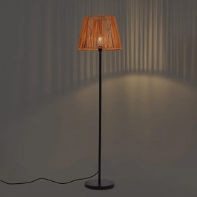 Buiten vloerlamp zwart met kap oranje touw IP44 - Virginia Jayla