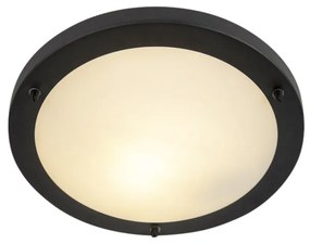 Buitenlamp Moderne plafonnière zwart 31 cm IP44 - Yuma Modern E27 IP44 Buitenverlichting rond Lamp