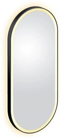 Clou Look at Me ovale spiegel met satijnrand en LED-verlichting 45x100cm zwart mat