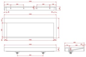 Fontana Elena badkamermeubel 120cm kasteel bruin met solid surface wastafel zonder kraangaten