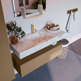 Mondiaz Alan DLux badmeubel 110cm oro 1 lade met wastafel frappe midden 1 kraangat
