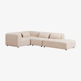 4-delige Modulaire Hoekbank Met Rechter Chaise Longue Fogler Teddystof Crème Beige - Sklum