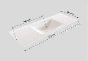 Zaro Sevilla Solid Surface badmeubel 100cm wit marmer zonder kraangat spoelbak midden met 2 lades