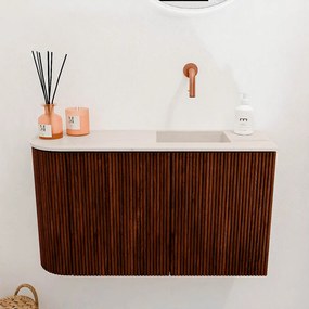 Mondiaz Joya DLux 70cm toiletmeubel ronding links ruby met wastafel faye rechts zonder kraangat meli