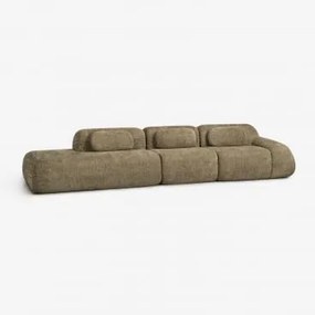 Modulaire Hoekbank Van 3 Delen Met Linker Divan In Vacuüm Verpakte Chenille Merida Chenille Dik Saliegroen - Sklum