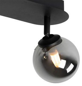 Moderne spot zwart met smoke glass 2-lichts - Athens