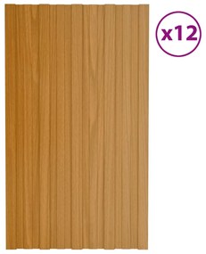 vidaXL Dakpanelen 12 st 80x45 cm gegalvaniseerd staal lichthoutkleurig