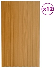 vidaXL Dakpanelen 12 st 80x45 cm gegalvaniseerd staal lichthoutkleurig