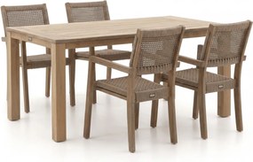Diningset ROUGH | 4 personen teakhout | Tuinset stapelbaar | 5-delig | Kees Smit Tuinmeubelen