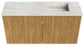 Mondiaz Joya DLux 80cm toiletmeubel oak met wastafel faye rechts zonder kraangat ostra