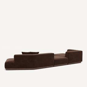 Open hoekbank links XL in chenille fluweel, JACOPO