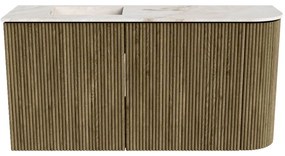 Mondiaz Joya DLux 80cm toiletmeubel ronding rechts dusk met wastafel faye links zonder kraangat frappe