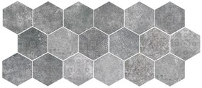 DTG Pompeia hexagon vloertegel 20x24 donkergrijs decor