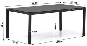 Lounge Dining Tuintafel rechthoekig  Aluminium/Ceramic glass Grijs Venice