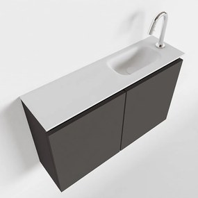 Mondiaz Ture 80cm toiletmeubel dark grey met wastafel talc rechts 1 kraangat