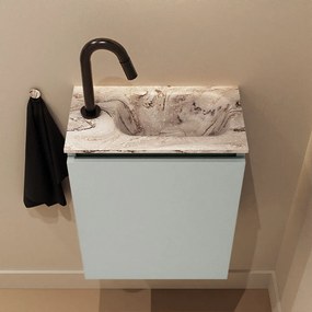 Mondiaz Ture DLux toiletmeubel 40cm greey met wastafel glace rechts met kraangat