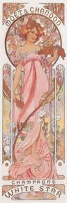 Kunstreproductie Moët & Chandon White Star Champagne (Beautiful Art Nouveau Lady, Advertisement) - Alfons / Alphonse Mucha, (20 x 60 cm)