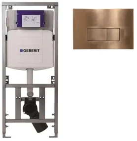 Geberit Inbouwreservoir - UP320 - QeramiQ metal bedieningsplaat - dualflush - rechthoekige knoppen - metaal koper SW706197 0701131