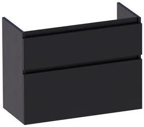 BRAUER Advance Small Wastafelonderkast - 80x39x60cm - 2 softclose greeploze lades - 1 sifonuitsparing - MFC - black wood OK-AD80SBW