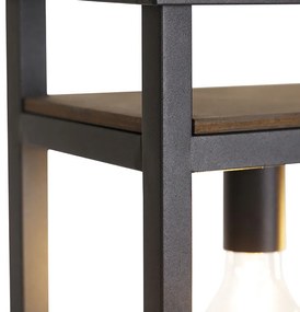 Industriële hanglamp zwart met hout en rek 4-lichts - Cage Rack