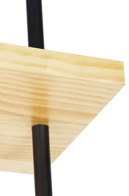 Industriële plafondlamp zwart met hout 3-lichts - Shelf Industriele / Industrie / Industrial E27 Binnenverlichting Lamp