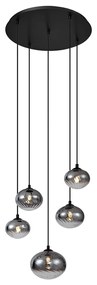 Moderne hanglamp zwart met smoke glas - Jia Modern G9 bol / globe / rond rond Binnenverlichting Lamp