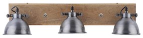 Industriële plafondlamp grijs met hout 3-lichts - Samia Industriele / Industrie / Industrial E14 Binnenverlichting Lamp