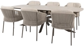 Prado Florence dining tuinset 240x105xH75 cm 7 delig terre keramisch deens ovaal Taste 4SO
