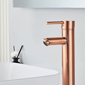 Saniclear Copper hoge wastafelkraan met eenhendel bediening geborsteld koper
